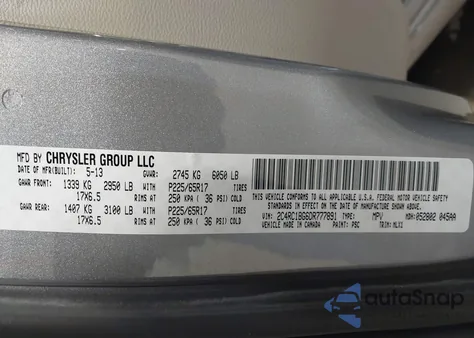 2013 Chrysler Town & Country Touring z USA, uszkodzony, nr VIN 2C4RC1BG6DR777891